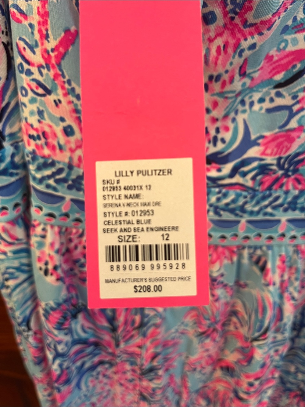 Lilly Pulitzer' Pink & Blue Floral Maxi One-Piece Dress - Picture 2 of 5